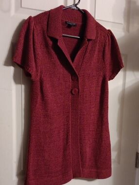 August Silk Rosewood Knit Button-Up Top